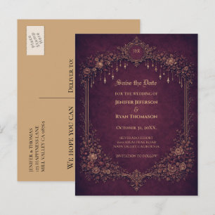 Anúncio cartão postal de casamento gótico de halloween sav