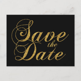 Anúncio Cartão postal de casamento preto SAVE THE DATE com