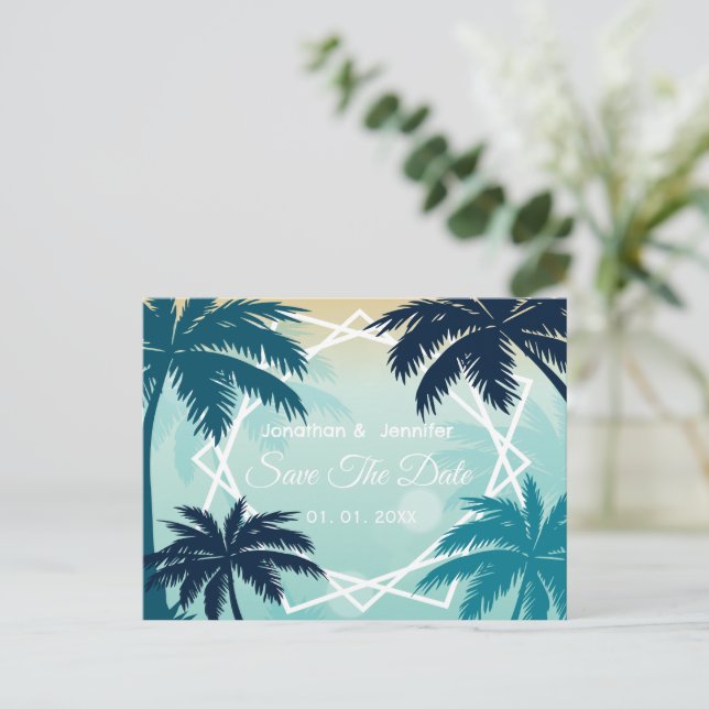 Anúncio Cartão postal de casamento 'Salve a data'  (Em pé/Frente)