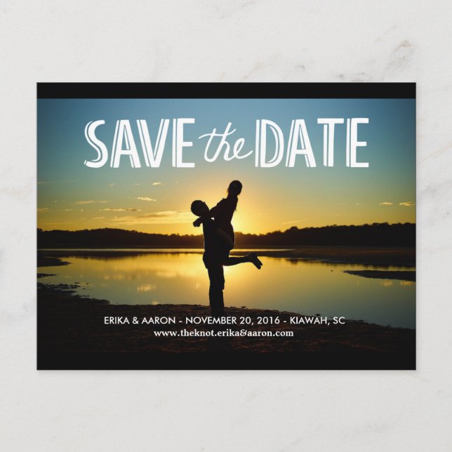 Anúncio Cartão postal de casamento Save the Date Romântico (Frente)