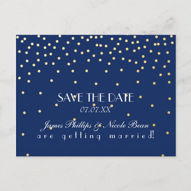 Anúncio Cartão postal de data de casamento com pontos de f (Frente)