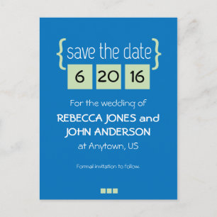 Anúncio Cartão postal de data de casamento em verde menta 