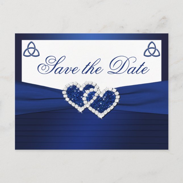 Anúncio Cartão postal de data de casamento Nó de Amor Azul (Frente)