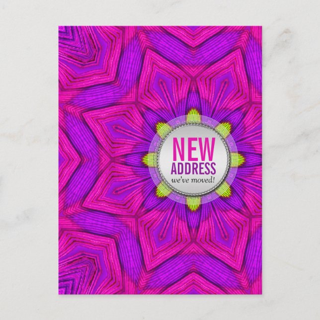 Anúncio Cartão postal de endereço novo rosa moderno (Frente)