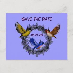 Anúncio Cartão postal de flores com aves para Salvar a Dat