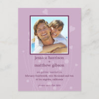 Cartão Postal de Foto com Corações de Lavanda para