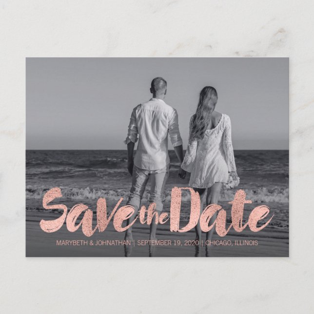 Anúncio Cartão Postal de Foto de Save The Date de Amor em  (Frente)
