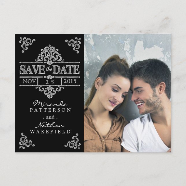 Anúncio Cartão postal de foto para salvar a data no quadro (Frente)
