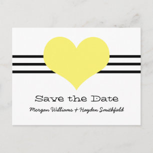 Anúncio Cartão postal de Mod Heart Salve a Data, Amarelo