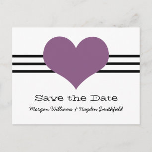 Anúncio Cartão postal de Mod Heart Save the Date, Roxo