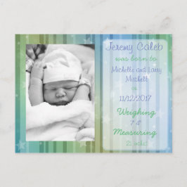 Anúncio Cartão postal de nascimento de Menino Azul e Verde