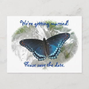 Anúncio Cartão Postal de Noivado Save the Date com Roxo Ma