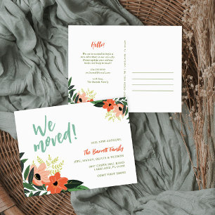 Anúncio Cartão postal de novo endereço floral tropical   C