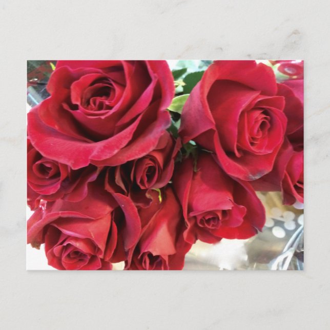 Anúncio Cartão postal de rosas vermelhas Salve a Data (Frente)