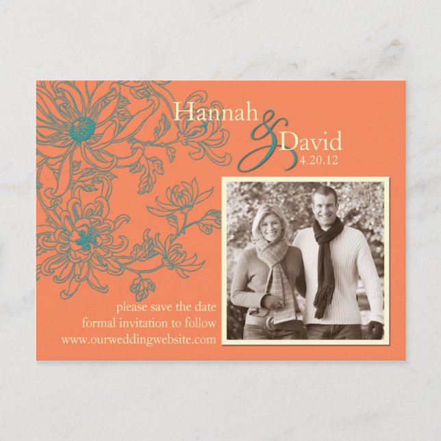 Anúncio Cartão postal de salva datas floral (Frente)
