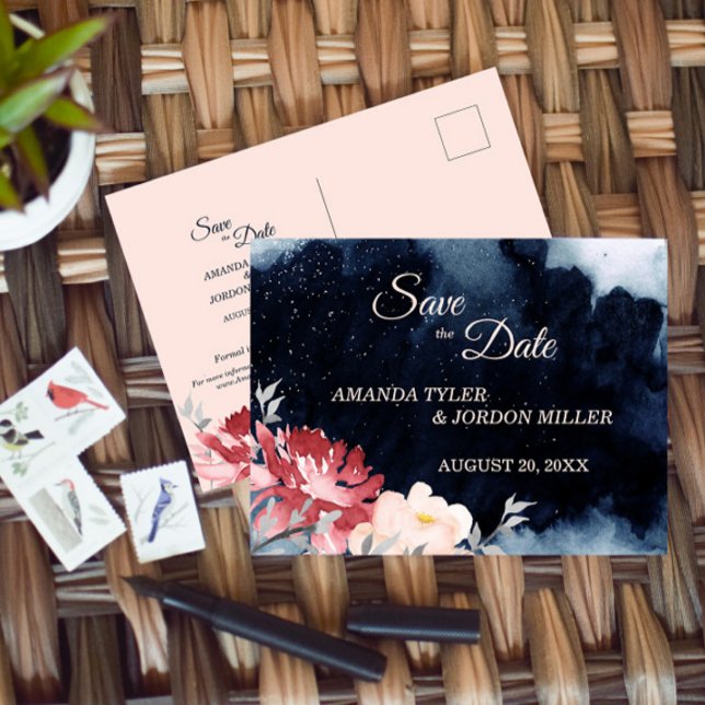 Anúncio Cartão Postal de Salvar a Data de Casamento Floral (Criador carregado)