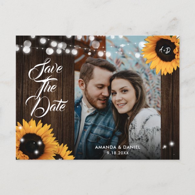 Anúncio Cartão postal de salvar a data do casamento com fo (Frente)