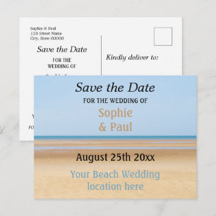 Anúncio Cartão Postal de Salve a Data de Casamento na Prai