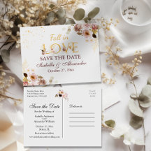 Cartão Postal de Save The Date Blush Peony & Gold 