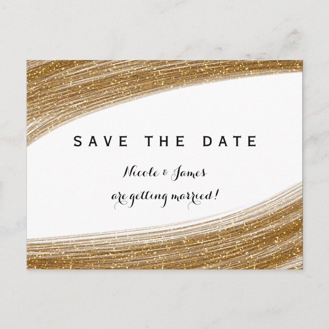 Anúncio Cartão Postal de Save The Date Branco com Brilho D (Frente)
