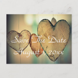 Anúncio Cartão Postal de Save The Date com Bokeh Rústico e