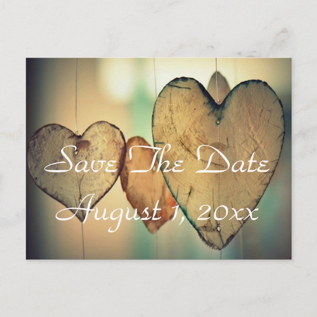 Anúncio Cartão Postal de Save The Date com Bokeh Rústico e (Frente)