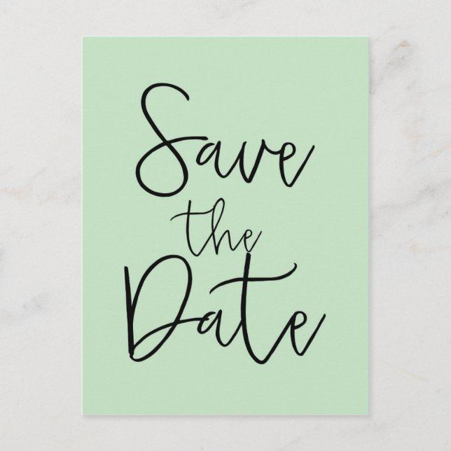 Anúncio Cartão postal de SAVE THE DATE com fonte moderna e (Frente)