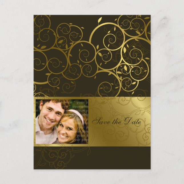 Anúncio Cartão Postal de Save The Date com Videira Espiral (Frente)
