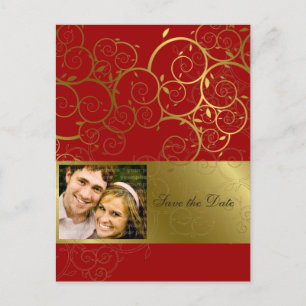 Anúncio Cartão Postal de Save The Date com Videira Espiral