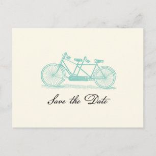 Anúncio Cartão Postal de Save the Date de Bicicleta Tandem