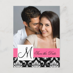 Anúncio Cartão postal de Save the Date de foto com damasco