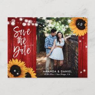 Anúncio Cartão Postal de Save The Date de Girassol Vermelh