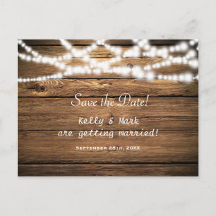 Anúncio Cartão Postal de Save The Date de Madeira Rústica 