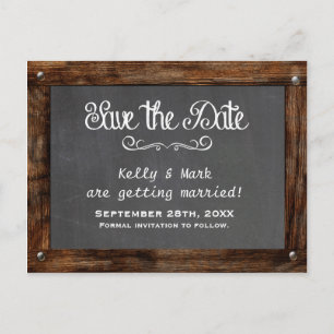 Anúncio Cartão Postal de Save The Date de Quadro Negro de