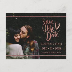 Anúncio Cartão Postal de Save the Date em Script Dourado R