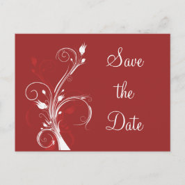 Anúncio Cartão postal de Save the Date Floral Vermelho e B