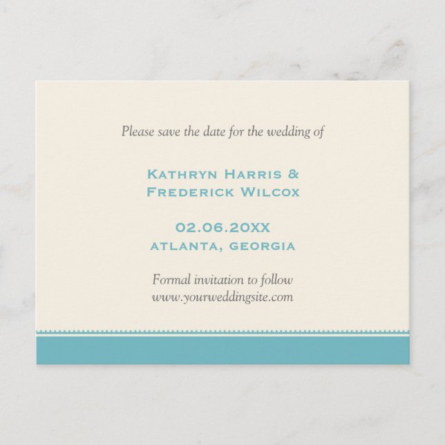 Anúncio Cartão postal de save the date personalizado com b (Frente)