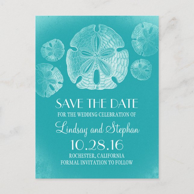 Anúncio Cartão postal de Save the Date turquesa da Praia d (Frente)