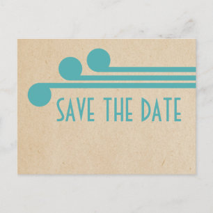 Anúncio Cartão postal de Teal Deco Chic Save the Date