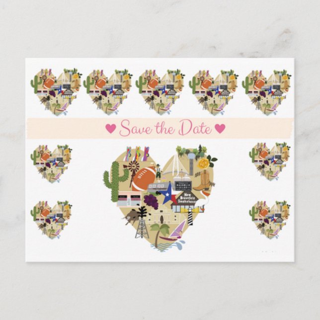 Anúncio Cartão Postal de Texas Salve a Data (Frente)