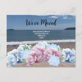 Anúncio Cartão Postal Floral de Praia Nós Mudamos