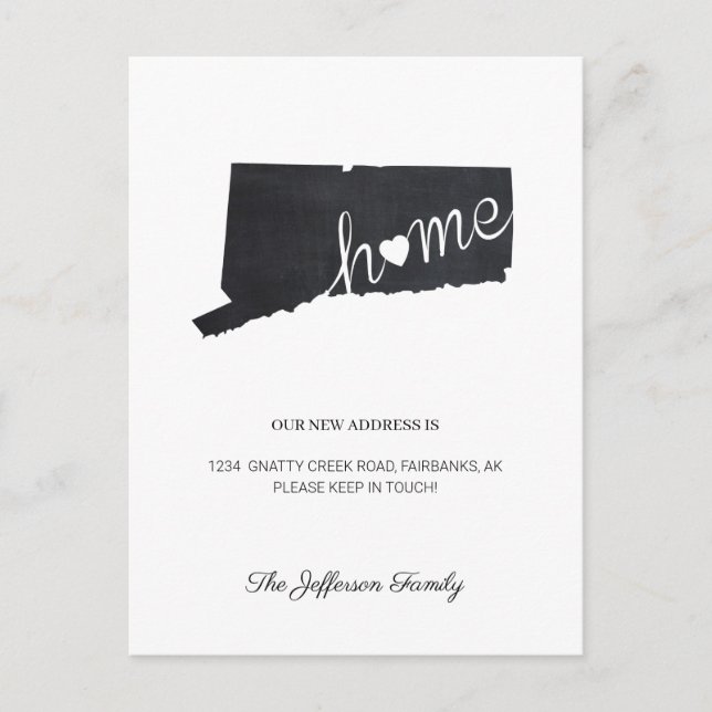 Anúncio Cartão Postal Móvel Mapa do Estado de Connecticut  (Frente)