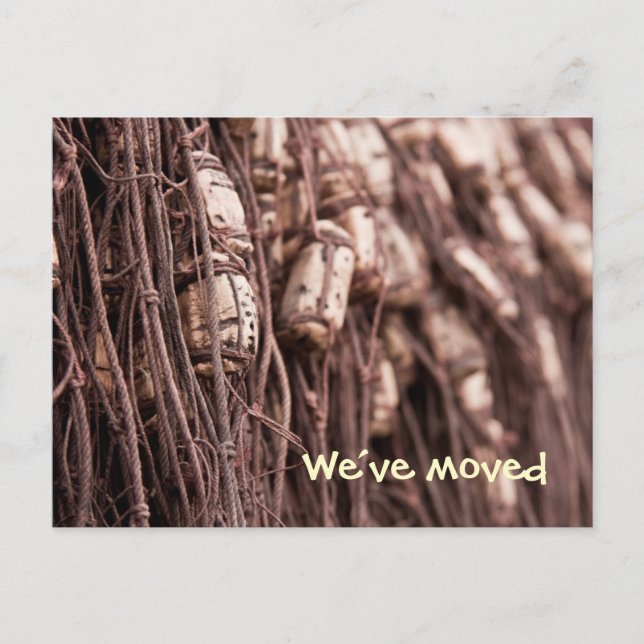 Anúncio Cartão postal rede de pesca nós nos mudamos (Frente)