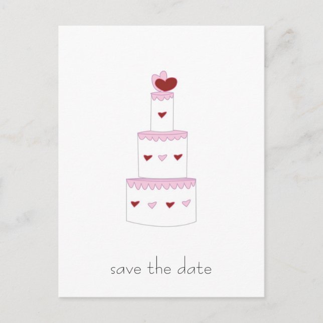 Anúncio Cartão postal "Salve a Data" do bolo de casamento (Frente)