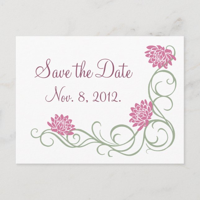Anúncio Cartão Postal Save the Date Flores de Lótus (branc (Frente)