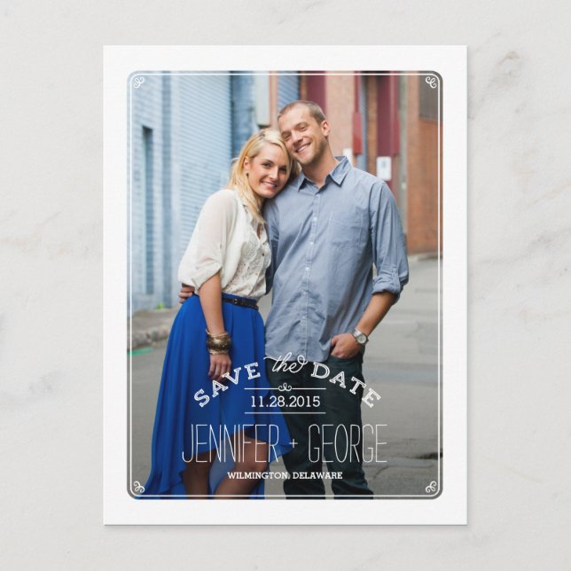 Anúncio Cartão Postal Sofisticado de Data de Reserva com M (Frente)