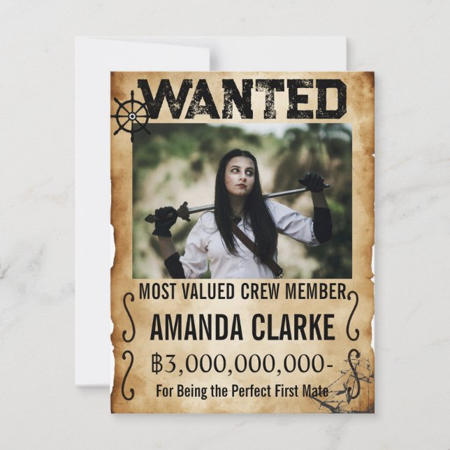 Anúncio Cartaz Personalizado de Procurado Pirata Proposta  (Frente)