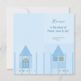 Anúncio Casa, Cerca e Tulipas Coloridas Festa Azul Convida