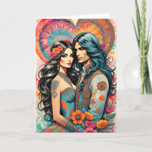 Anúncio Casal Hippie com Coração Psicodélico