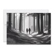 Casal Silhueta Romântica Passeio pela Floresta